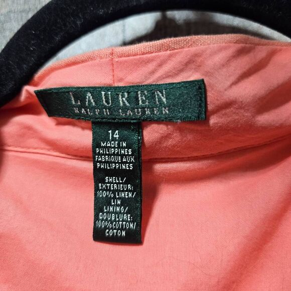 Ralph Lauren Coral WRAP Linen A-Line Ruffle Midi Dress $189 NWT - Picture 5 of 5